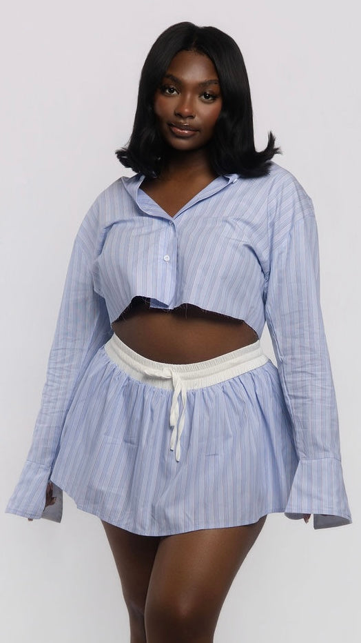 Striped Poplin Skort
