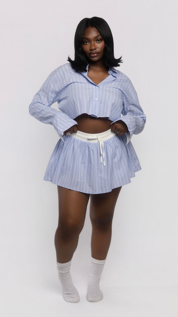 Striped Poplin Skort