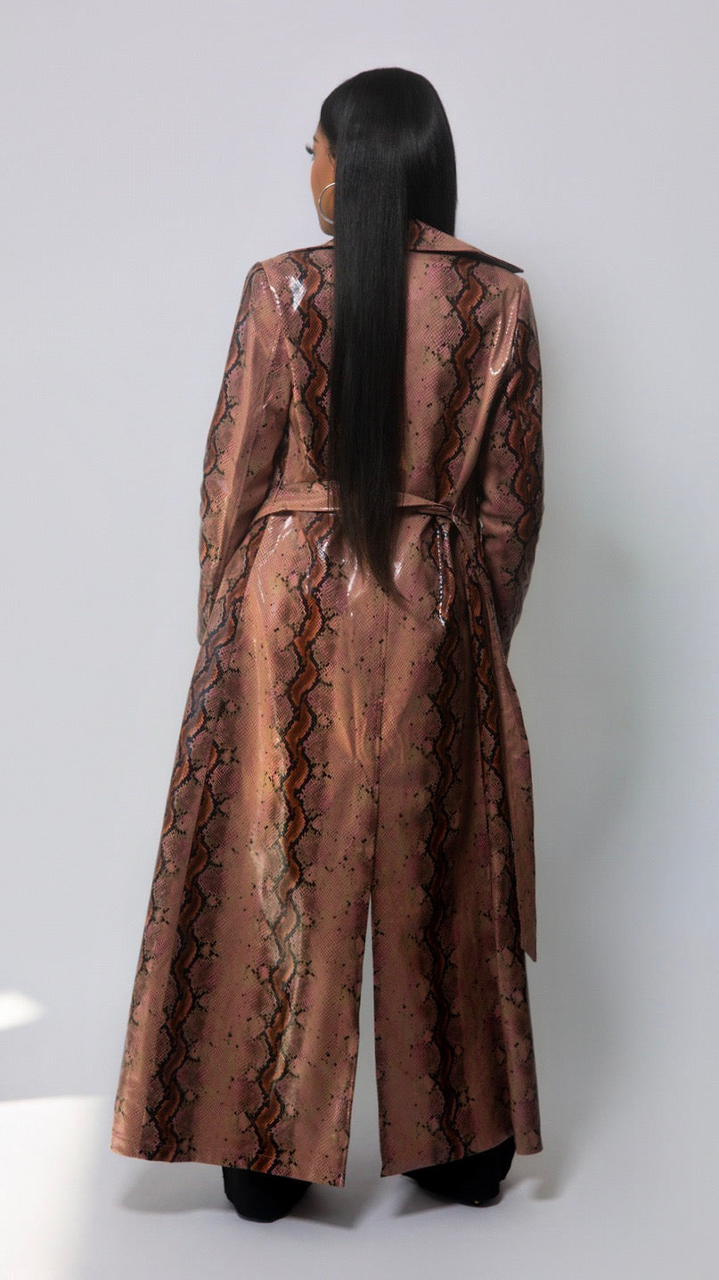 Snakeskin Maxi Coat