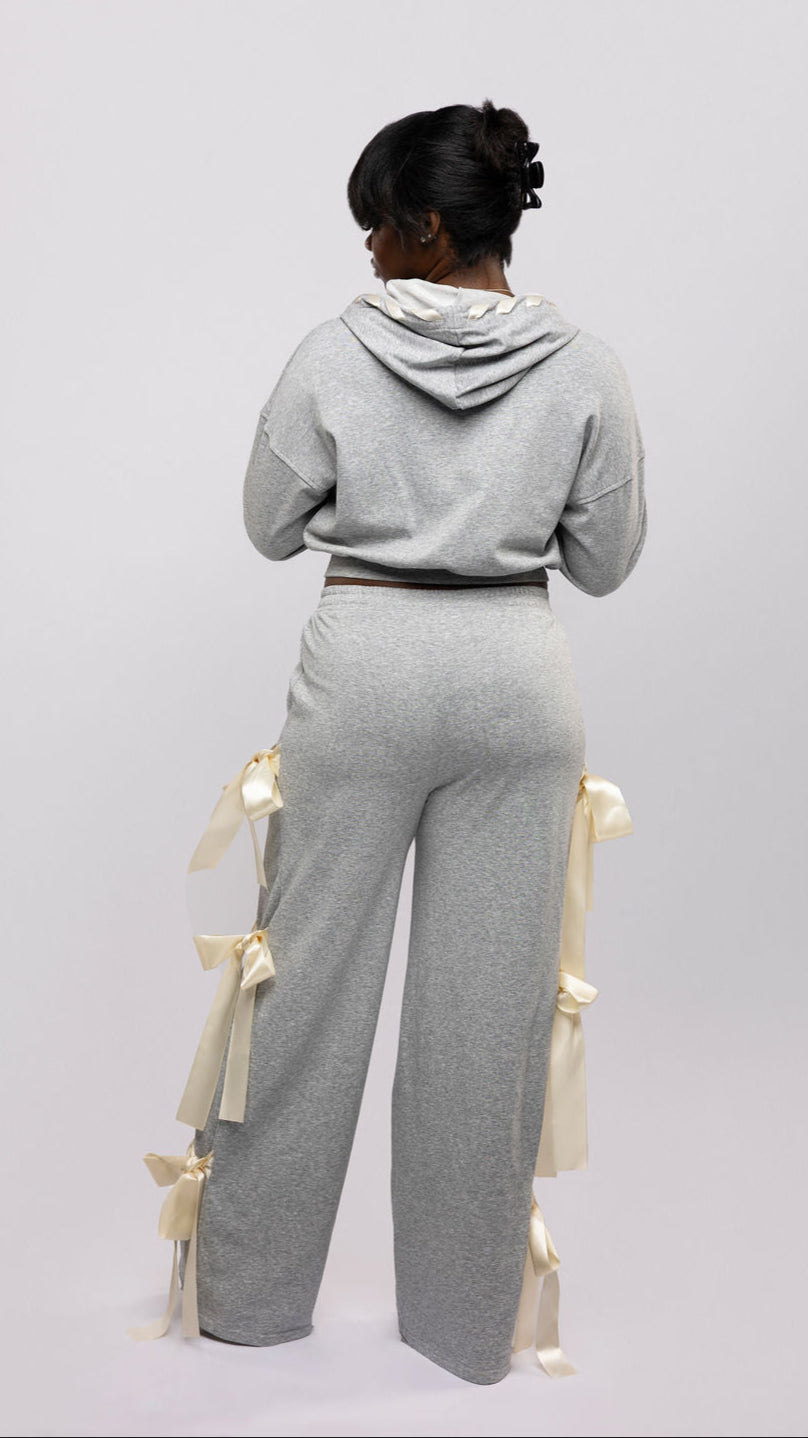 Satin-Tie Wide Leg Jogger