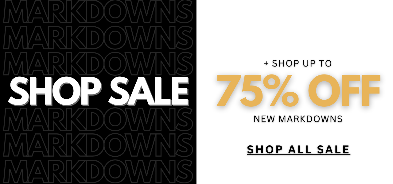Black and white banner with 'shop sale' and 'shop up to 75% off new markdowns' TXT