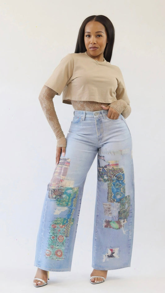 Bayeas Cool Transfer Printing Barrel Jeans - The Style Guru