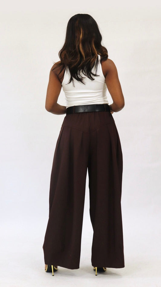 Chain Detail Pleated Barrel Pants