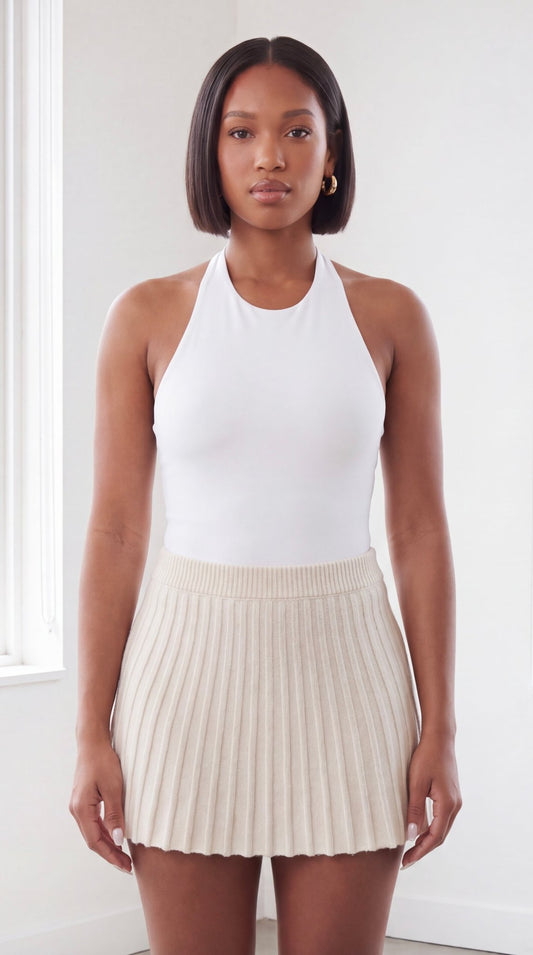Pleated Sweater Mini Skirt - The Style Guru