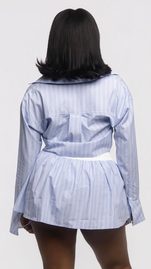 Striped Poplin Crop Shirt - The Style Guru