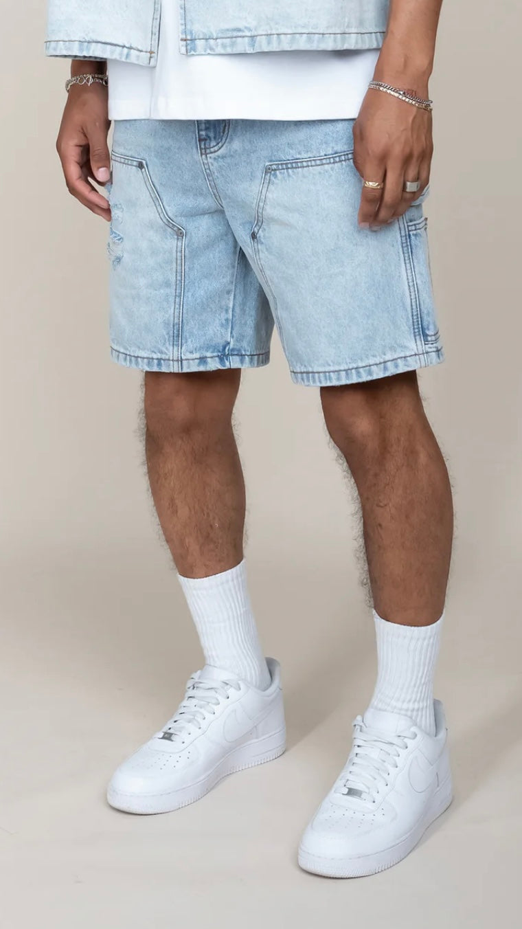 Double Knee Denim Shorts