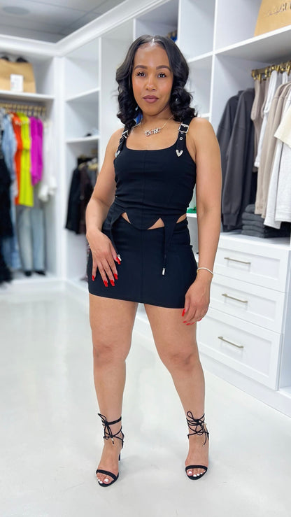 Buckle Strap Skirt Set