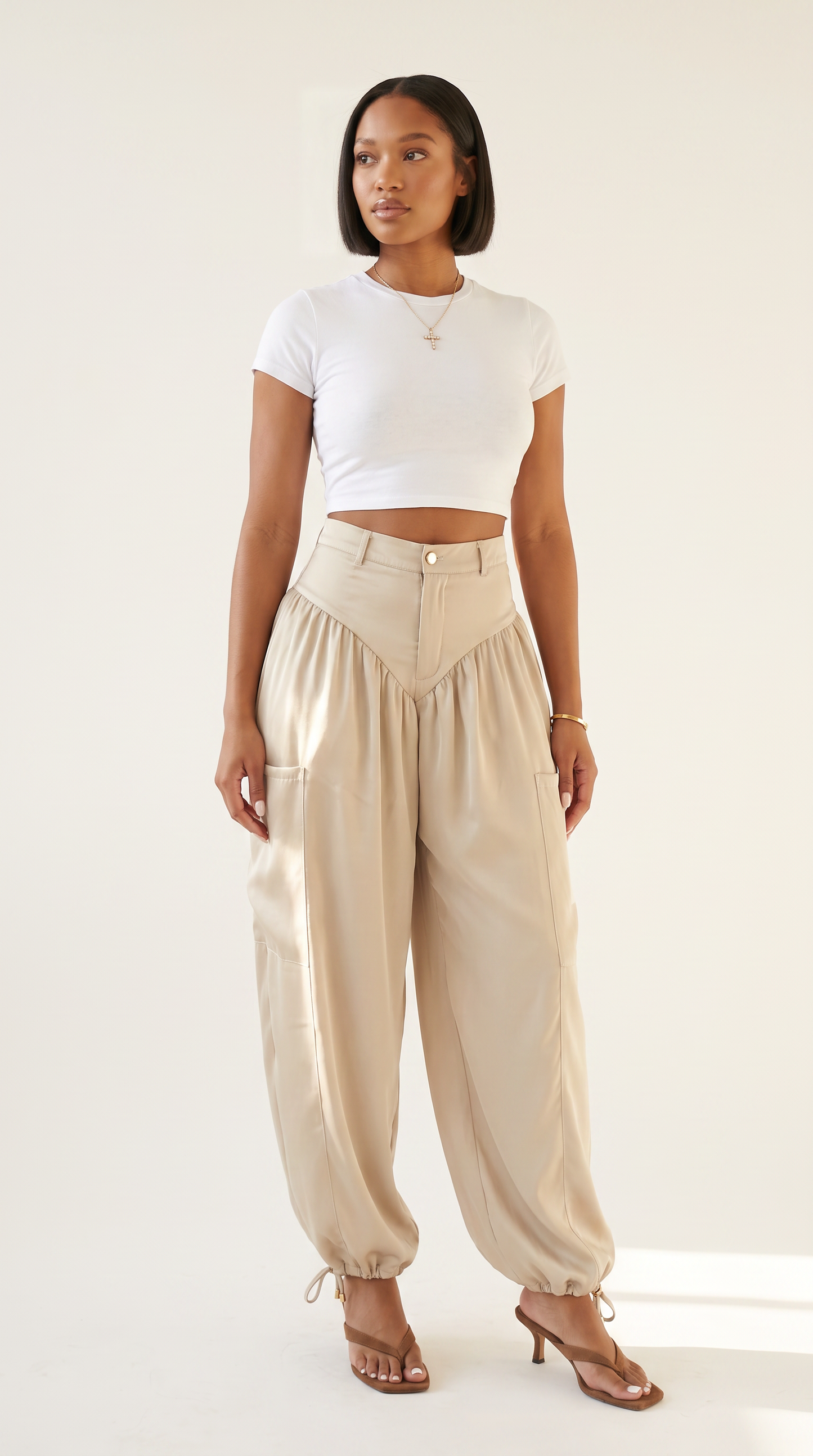 Draped Satin Jogger
