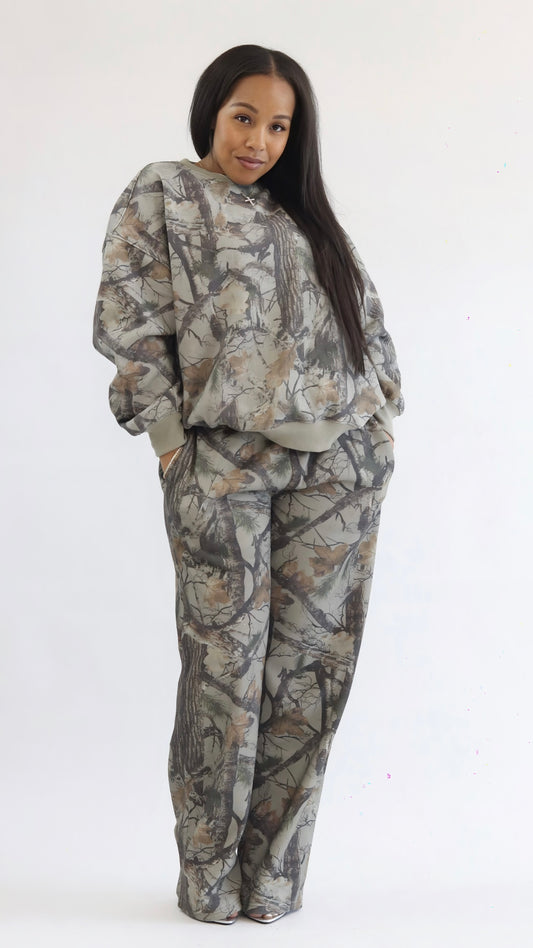 ELK Woodland Camo Fleece Crew Neck Sweatshirt