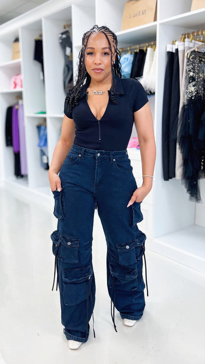 Rib Knit Collared Bodysuit
