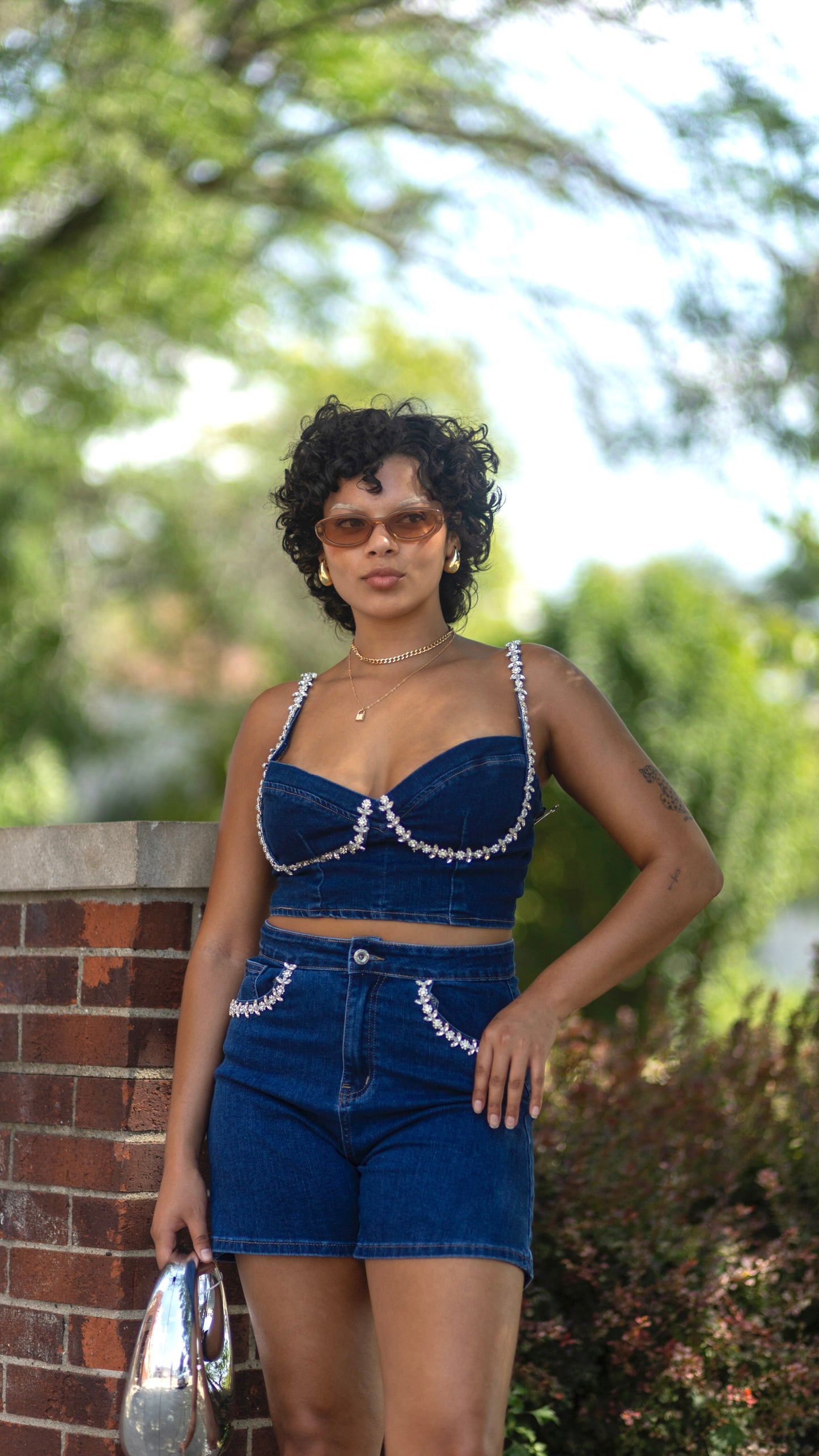 Diamante Denim Bralette