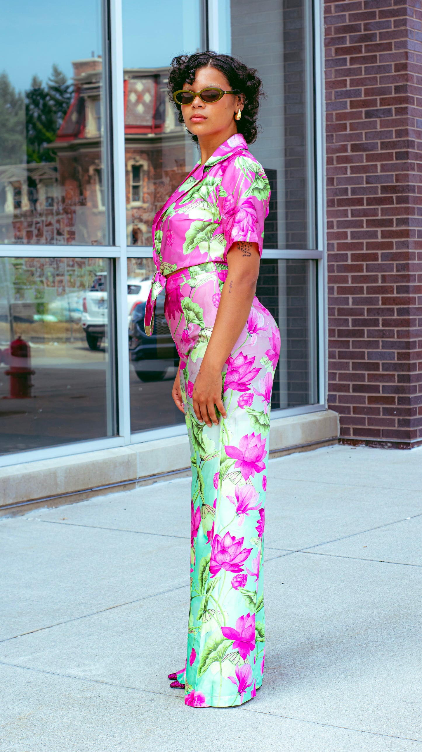 Ombre Floral Pants Set