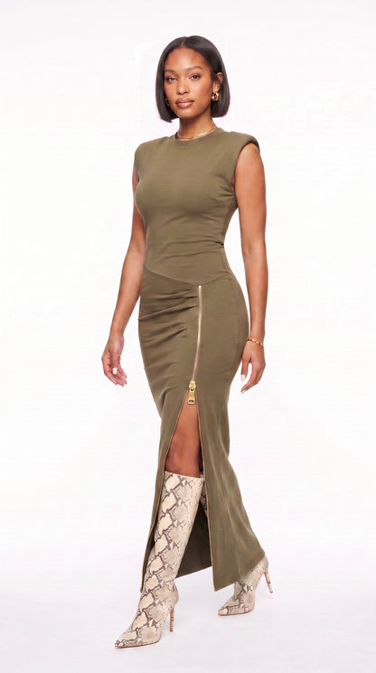 Zip Detail Maxi Dress