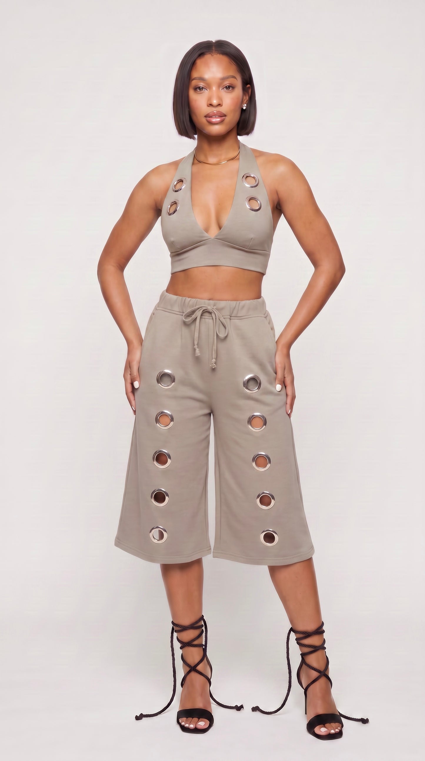 Ring Detail Fleece Long Short