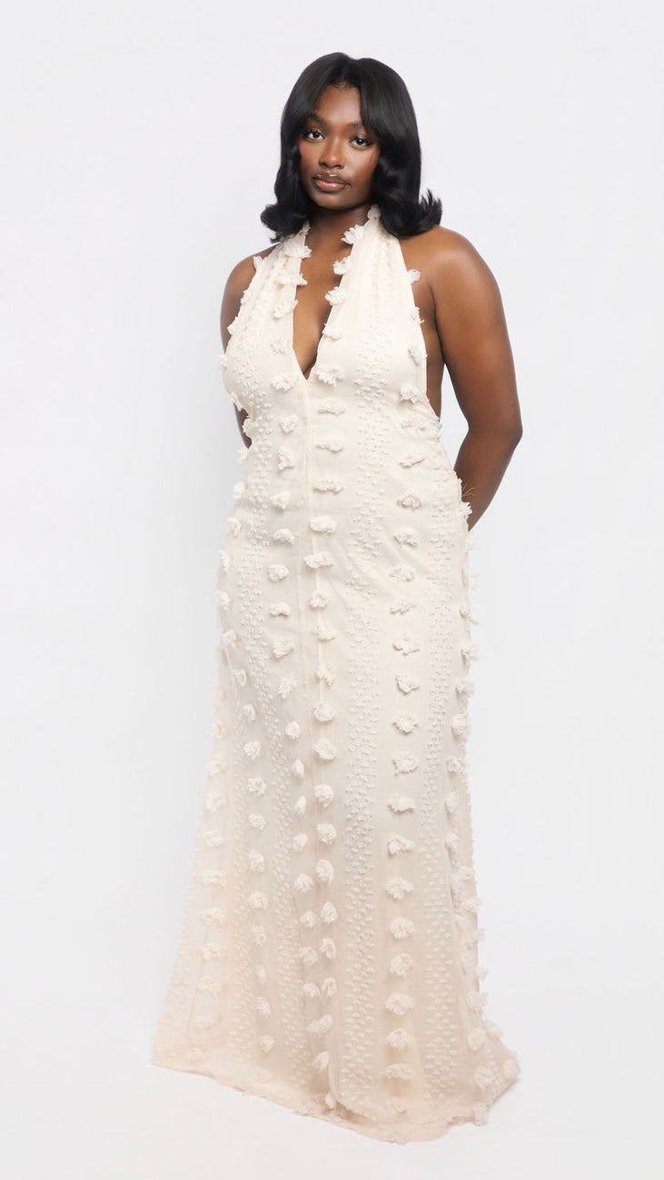 Textured Tie-Back Maxi
