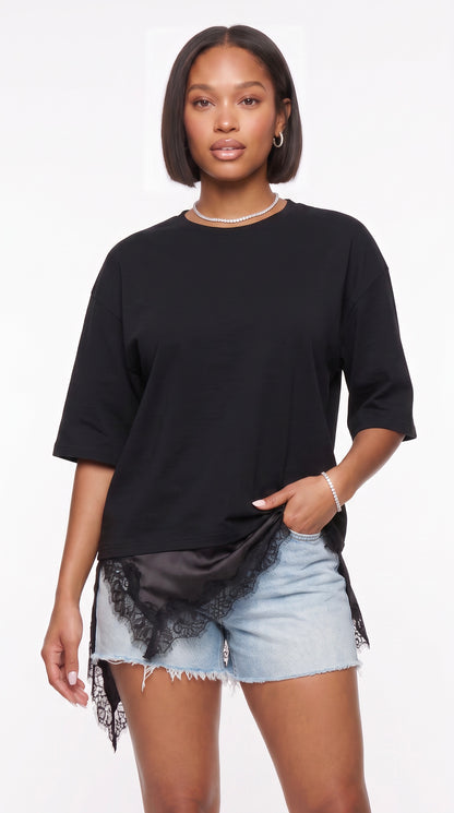 Layered Lace Hem Tee