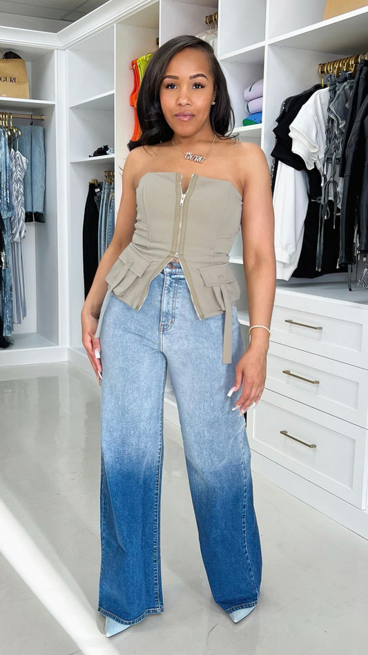 Ombre Wide Leg Jeans