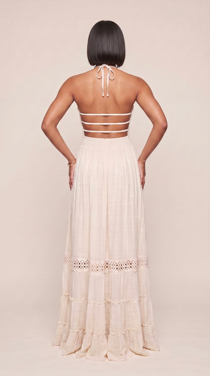 Open Back Smocked Maxi Dress