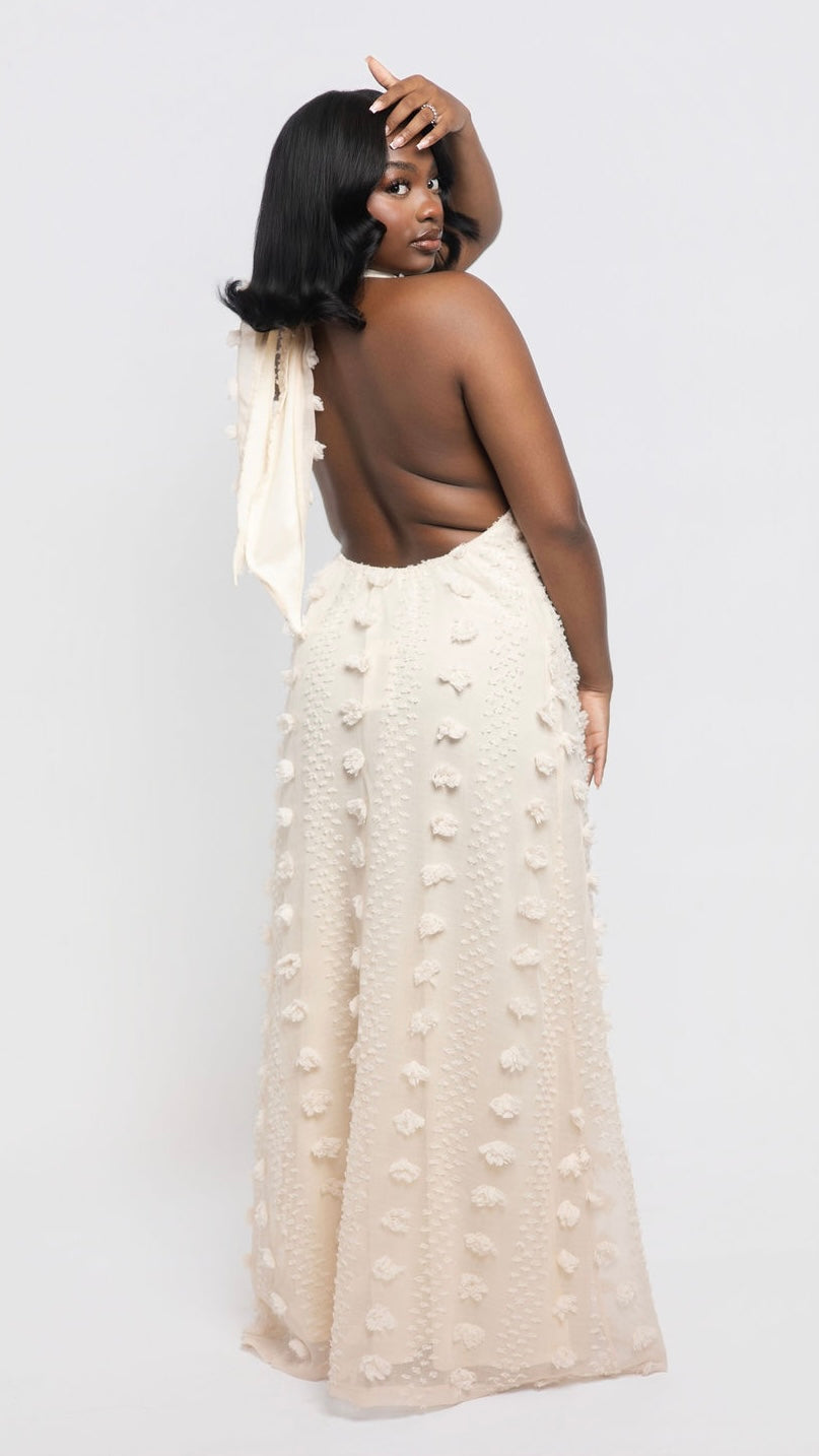 Textured Tie-Back Maxi