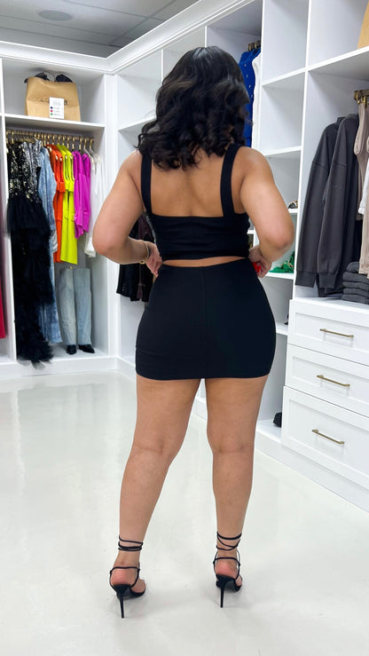 Buckle Strap Skirt Set