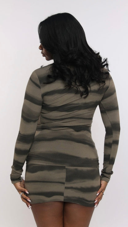 Striped Top & Skirt Set