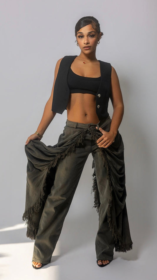 Draped Skirt Jean