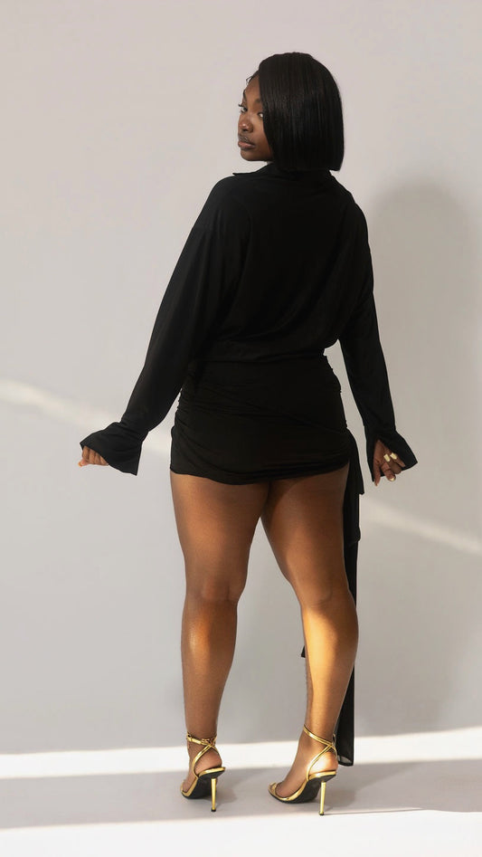 Mesh Wrap Shirt Dress