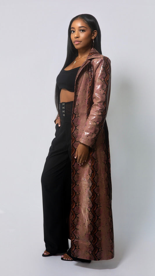 Snakeskin Maxi Coat