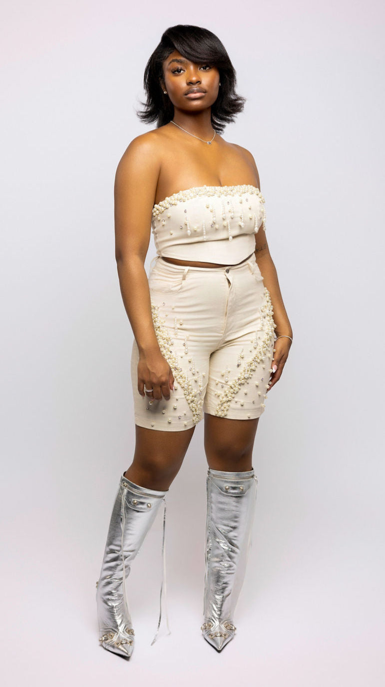 Twill Embellished Bermuda Short
