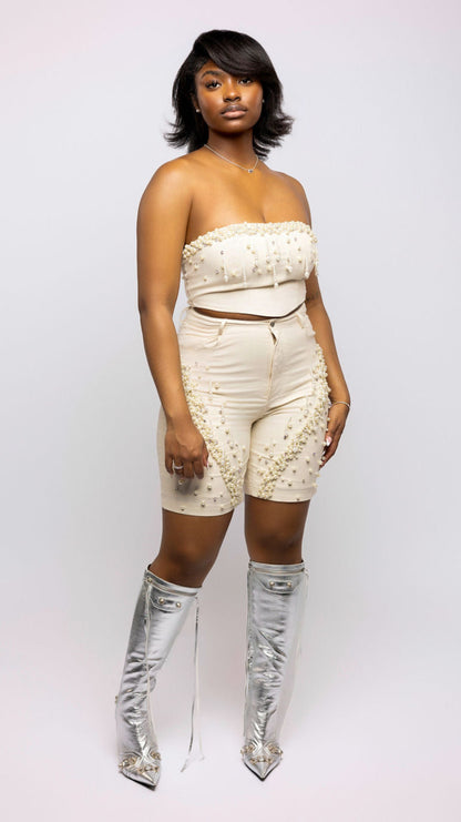 Twill Embellished Bermuda Short