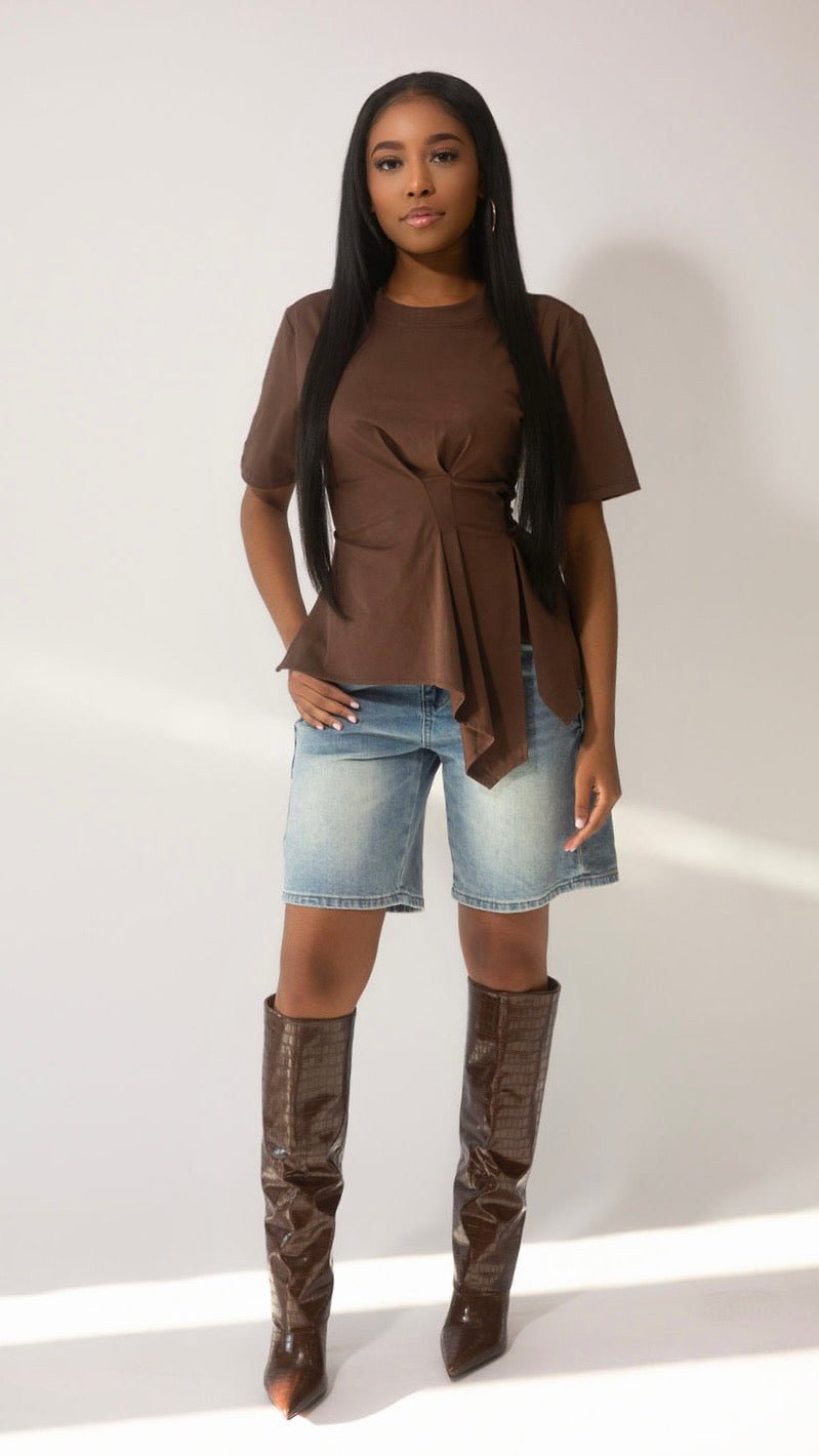 Asymmetrical Gathered Tee - The Style Guru