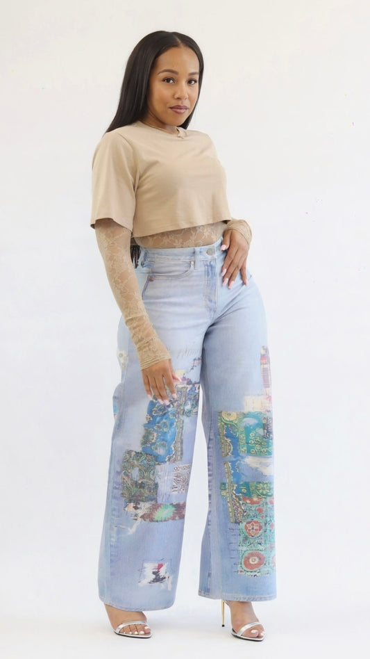 Bayeas Cool Transfer Printing Barrel Jeans - The Style Guru