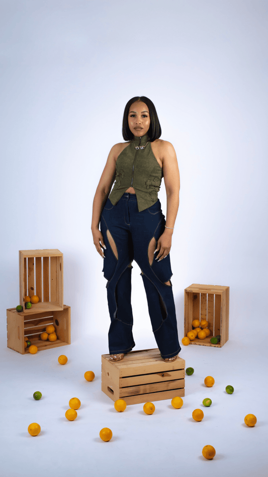 Cut Out Layered Jeans - The Style Guru