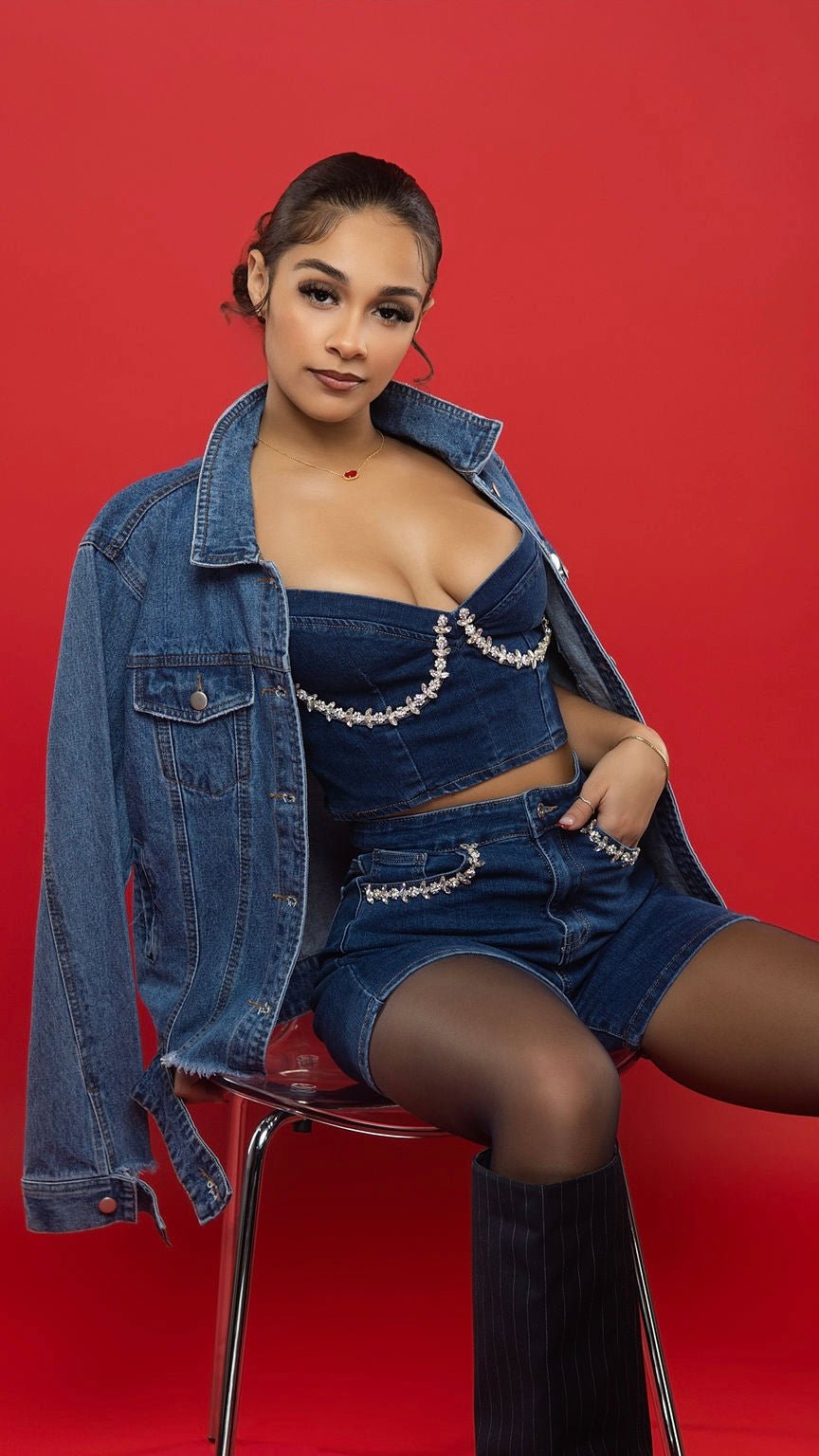 Diamante Denim Bralette - The Style Guru