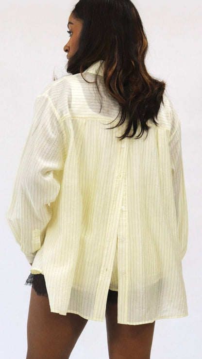 Double Button Pinstripe Blouse - The Style Guru