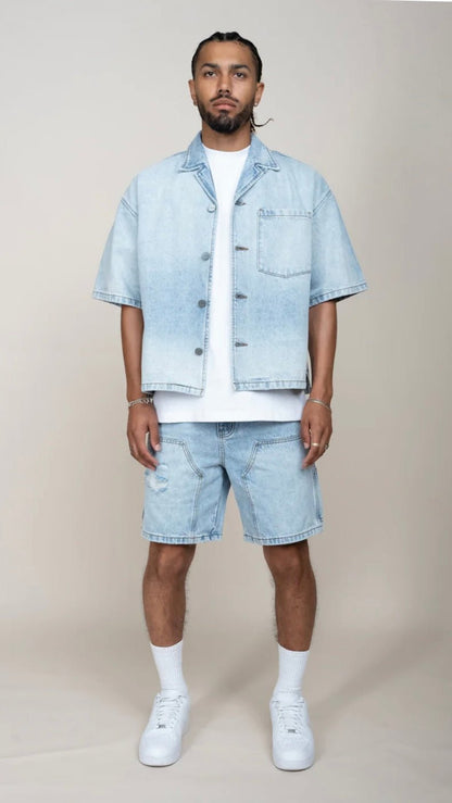 Double Knee Denim Shorts - The Style Guru