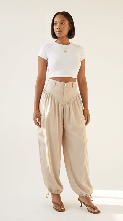 Draped Satin Jogger - The Style Guru