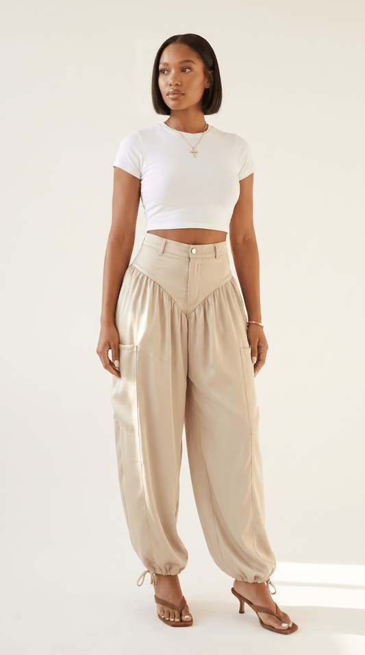 Draped Satin Jogger - The Style Guru