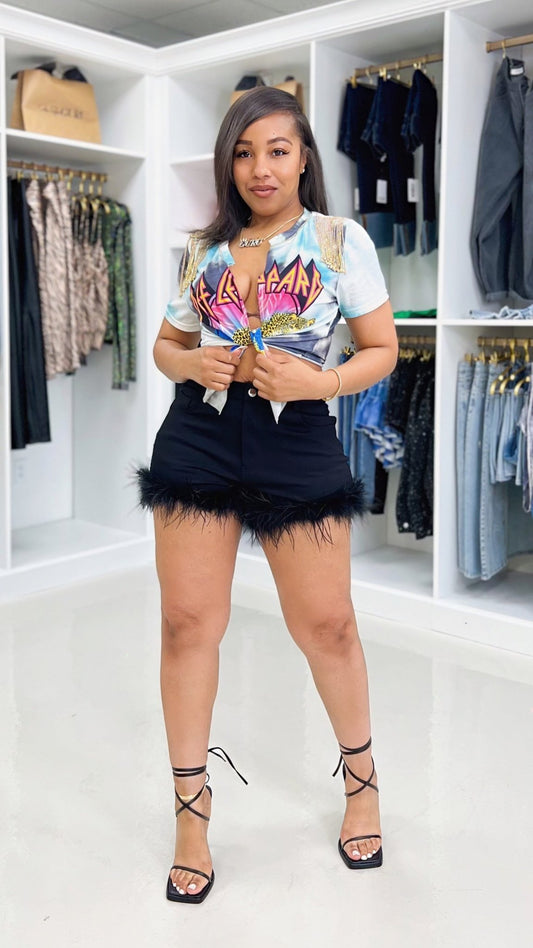 Feather Trim Shorts - The Style Guru