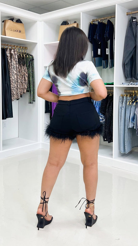 Feather Trim Shorts - The Style Guru