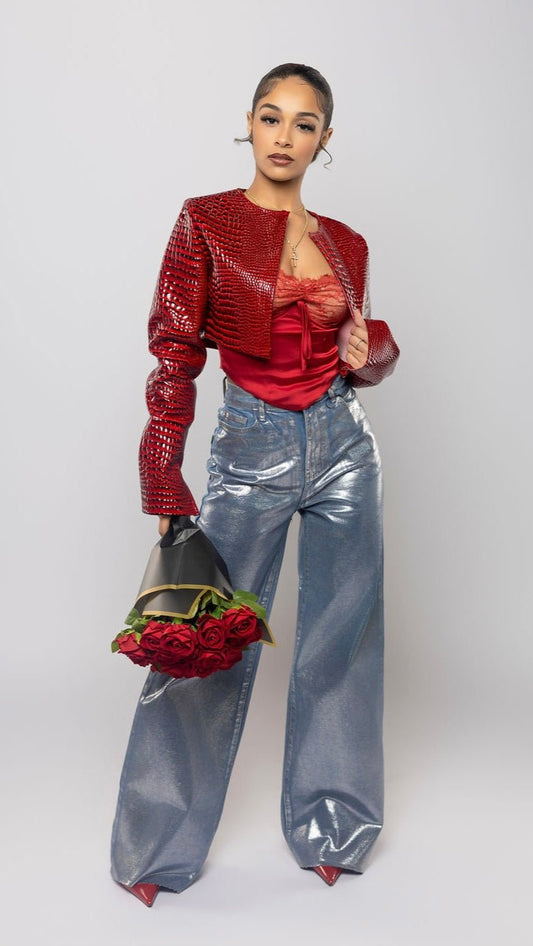 Foil Wide Leg Jeans - The Style Guru