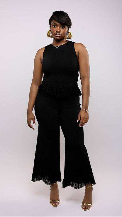 Fringe Knit Wide - Leg Pant - The Style Guru