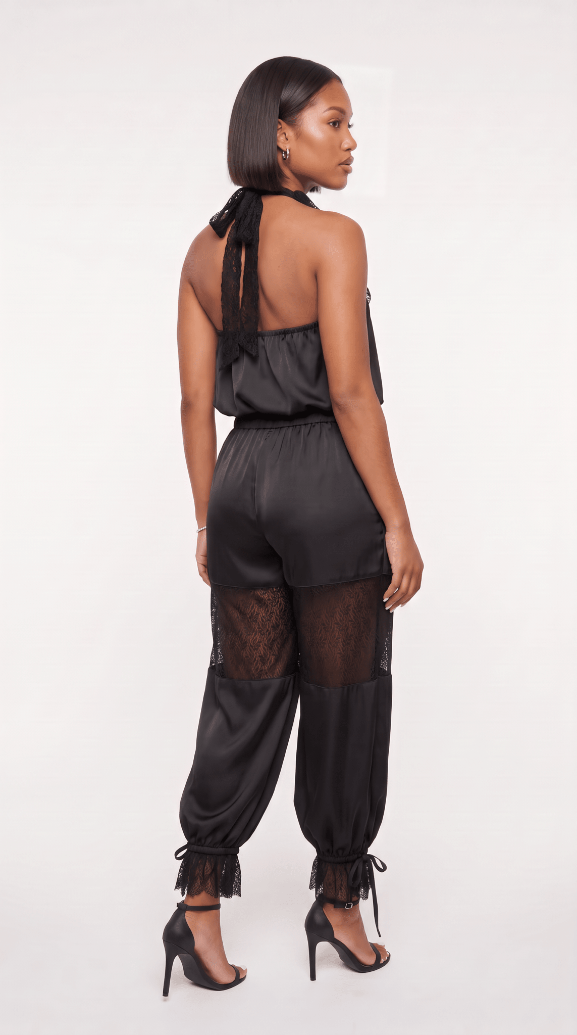 Lace Inset Satin Pants - The Style Guru