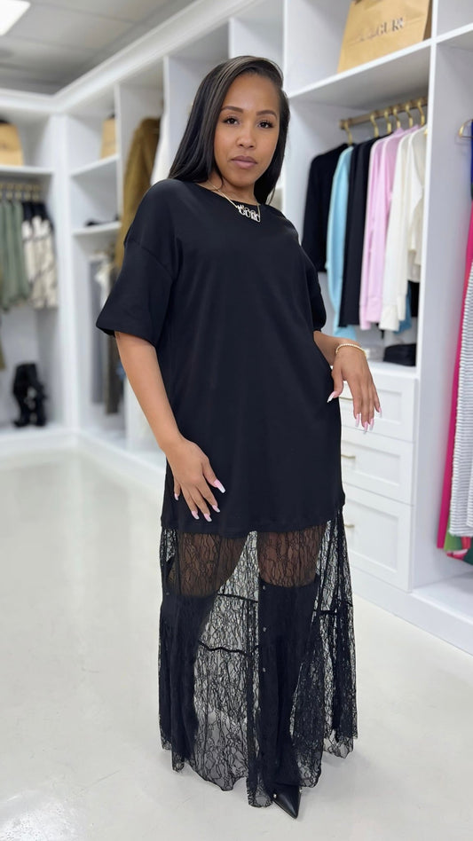 Lace T-shirt Dress - The Style Guru