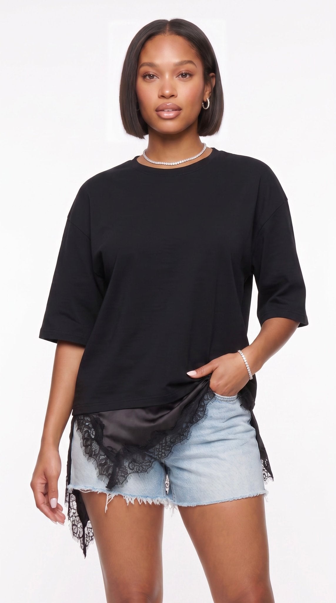 Layered Lace Hem Tee - The Style Guru