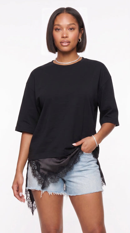 Layered Lace Hem Tee - The Style Guru