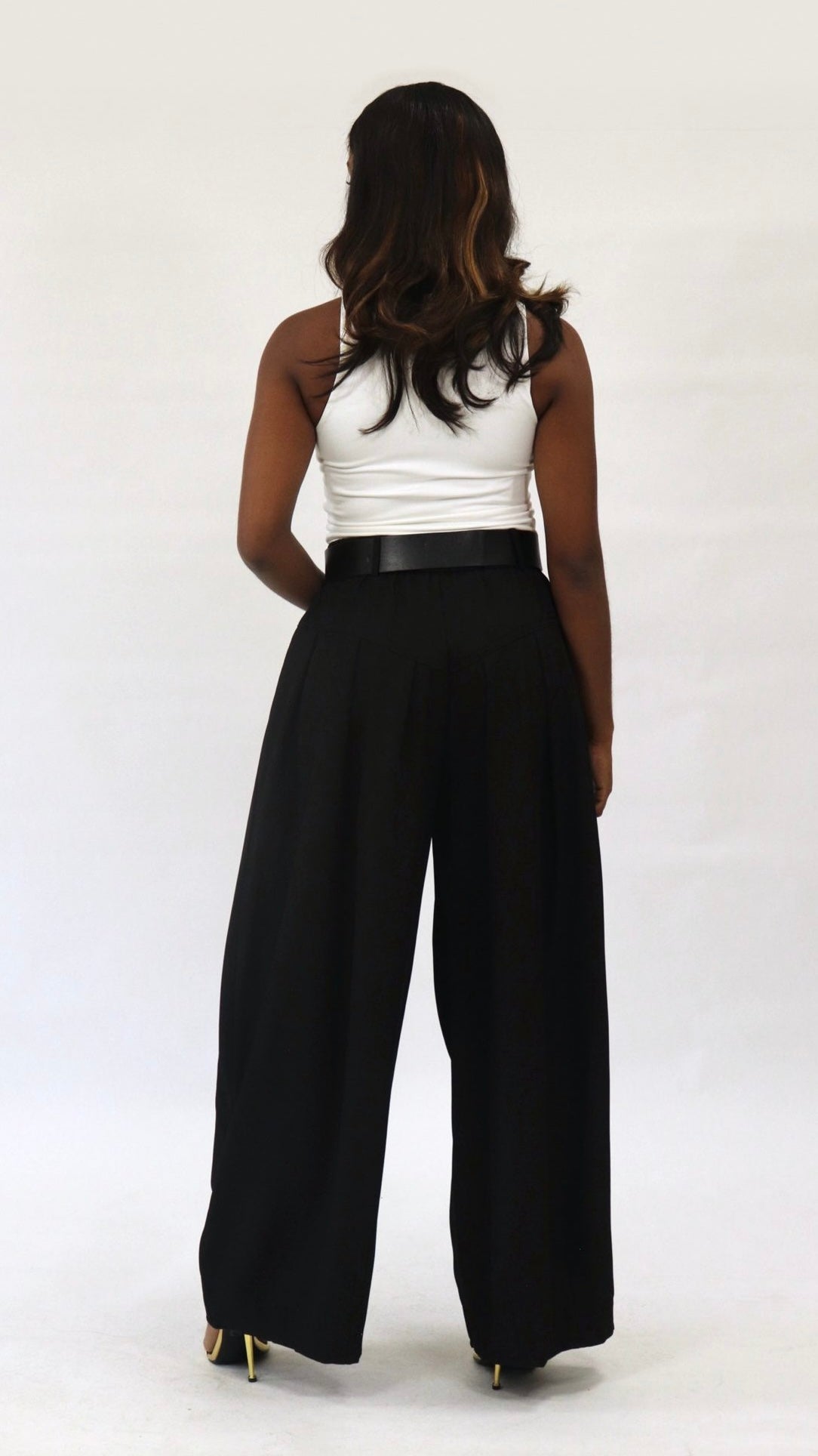 Chain Detail Pleated Barrel Pants