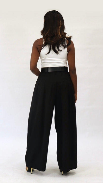 Chain Detail Pleated Barrel Pants