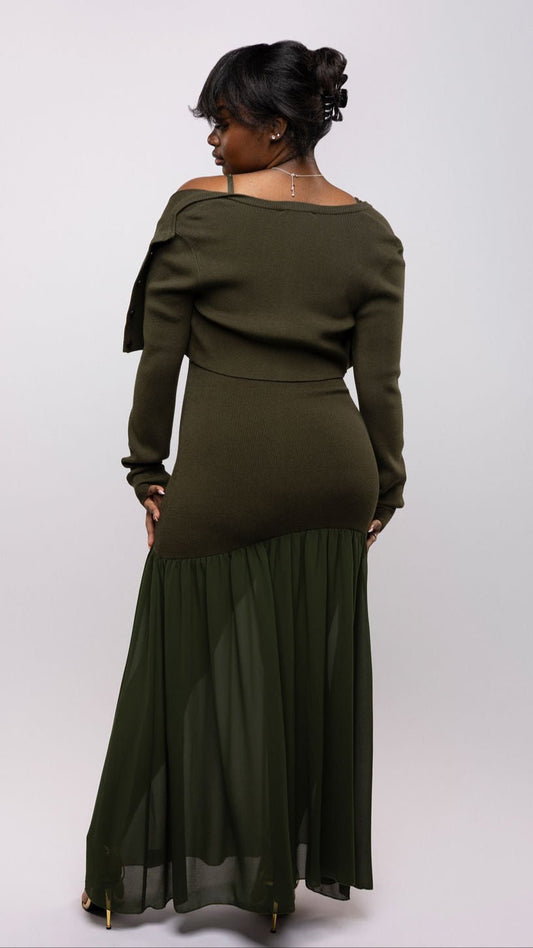 Mix Knit Maxi Dress - The Style Guru
