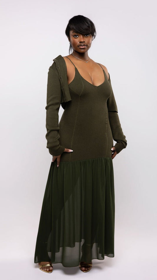 Mix Knit Maxi Dress - The Style Guru